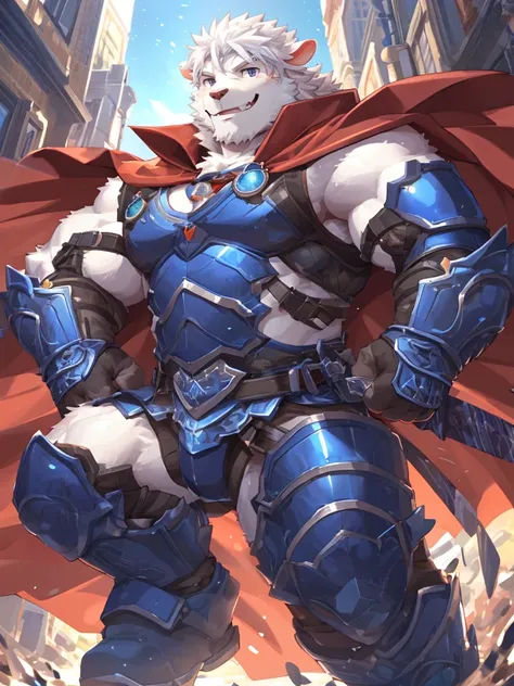 anthro, kemono, male, solo, ((oval face, very handsome face, thick beard)), ((endomorph body type, old-aged)), (high quality, highres, masterpiece), (dynamic lighting, vivid color), (generous smile), cartoon, (((a furry sheep))), (((white fur))), (((should...