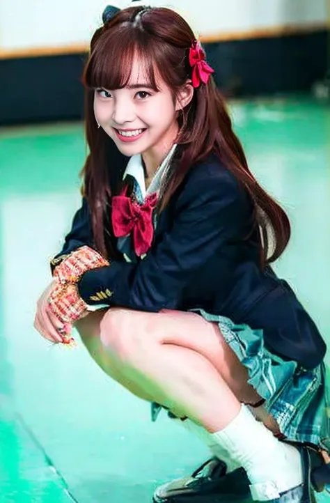 (((8K, Highest quality, masterpiece: 2.0))), (((Realistic, photoRealistic: 1.8))), (((I can see your pants))), (((Ahegao))), ahegao, (((Tongue out))), (((Cross-eyed))), (((日本のhigh school girl))), ((Dark green checked mini skirt)), (((Brown blazer))), high ...