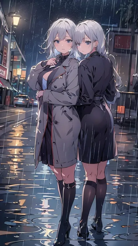 ,twins,Gray Hair,stockings,Mature Woman,rain,City of night