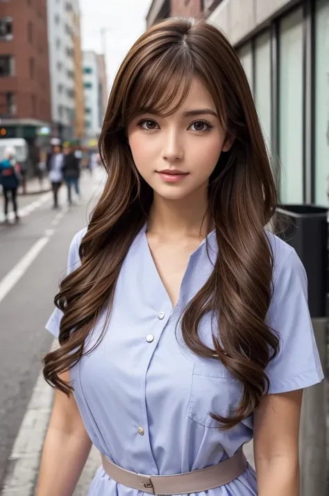 Cool brown haired nurse woman