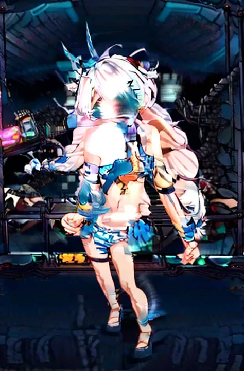 8K, ((Honkai Impact 3,houkai impact,kiana,Kiana))Highest quality, masterpiece, (ultra-detaileded:1.1), (high detaileded skin), 
A girl is DJing at a bar, night, Colorful neon lights, Cyberpunk Style, naughty face, Carnival Scene, Intoxicating atmosphere, L...