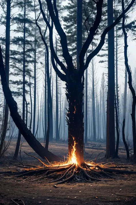 An image of a burned tree 