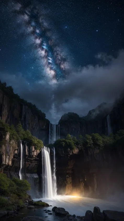 The waterfall drops three thousand feet，I suspect it is the Milky Way falling from the sky