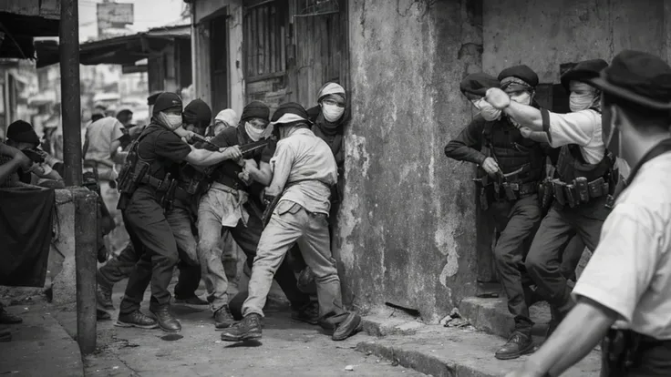 1930s, monochrome photography, A group of terrorists in Southeast Asia, Robbers breaking into a safe, mouth and nose covered with a black bandana, 32K, Best quality, Masterpiece, super detail, High Details,