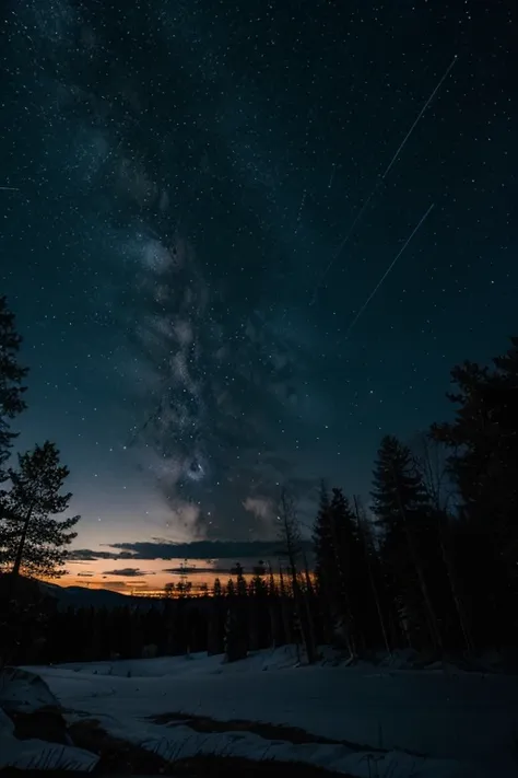 forest with night sky