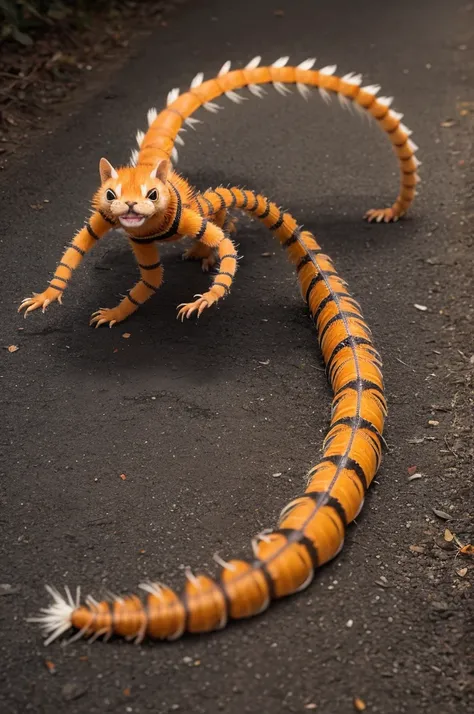 A centipede with running shoes on its paws wearing runner&#39;s sunglasses