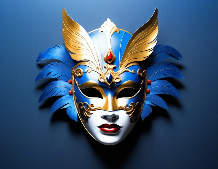 masquerade mask、karol baque abstract style, designed by megan howland, digital art, ( blue theme:0.7) , "mask change ii", it's i...