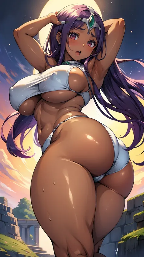 One Woman、Brown Skin、Brown Skin、Manya、Minea、モンバーバラのSisters、Dragon Quest 4、Low Angle、黒panties、Sisters、panties丸見え、Brown Skin color、Beautiful woman、Very thick thighs、Dancer、fortune teller、Acme Face、Best image quality、High resolution、masterpiece、super high qua...