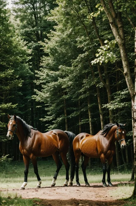 Horses in the forest 