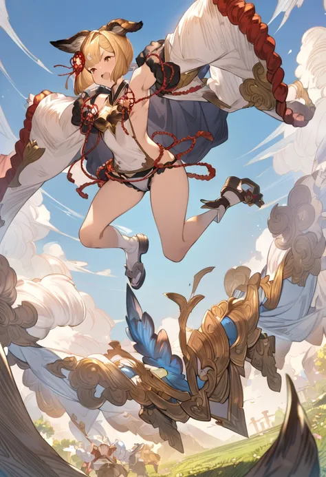 masterpiece,anime,girl, granblue fantasy, vajra,jumping,