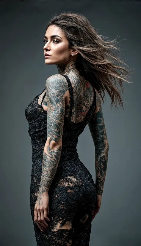 (full body photography) "tattooed woman", approaching perfection, dynamic, highly detailed, smooth, sharp focus, art by carne gr...