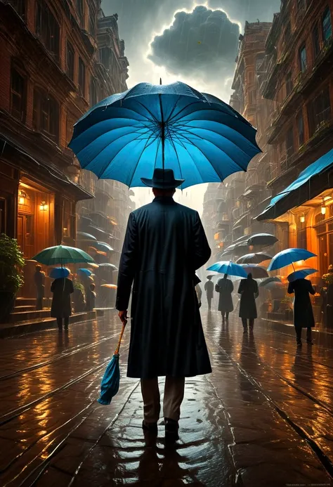 Person with an Umbrella, by James Balog, best quality, masterpiece, very aesthetic, perfect composition, intricate details, ultra-detailed