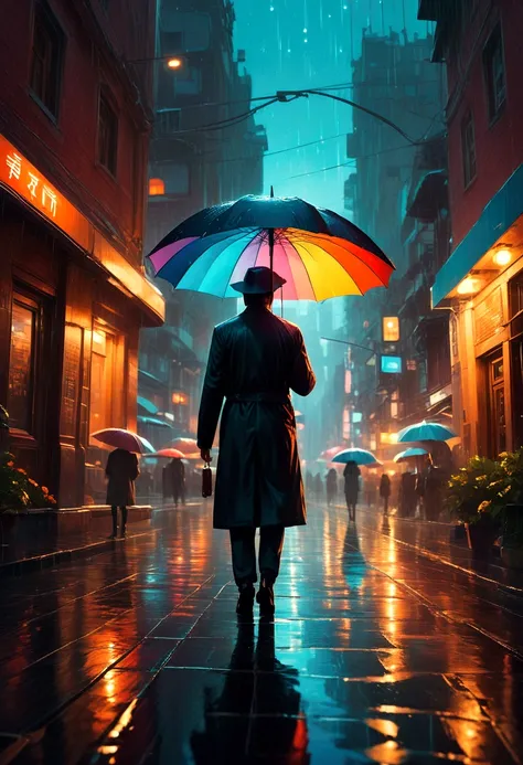 Person with an Umbrella, by Alena Aenami, RAW photo, 35mm photograph, bokeh, best quality, masterpiece, very aesthetic, perfect composition, intricate details, ultra-detailed