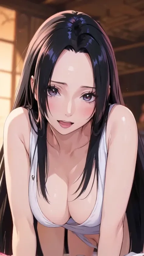 best quality, masterpiece, highly detailed,1girl, Boa Hancock, , (masterpiece:1.5), Detailed Photo, Smiling, Sexy, (8K, Best Quality: 1.4), (1girl), Beautiful Face, (anime realistic Face), (Black Hair, long Hair: 1.3), Beautiful Hairstyle, Realistic eyes, ...