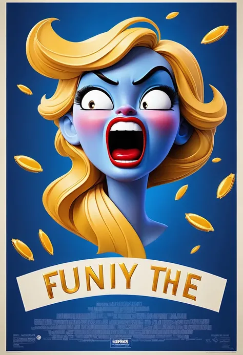 poster for the film The Funny Movie 2, Title, and credits, high resolution, ultra detali, bright coloured, dramatic lighting, realisitic, portraits,  cinematic, creative design, intense atmosphere, light and dark blue background, powerful emotions, captiva...