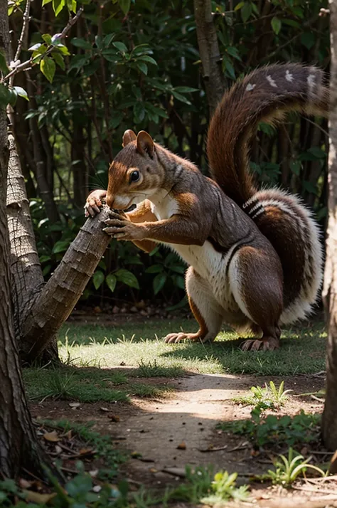 Mario stabs a squirrel