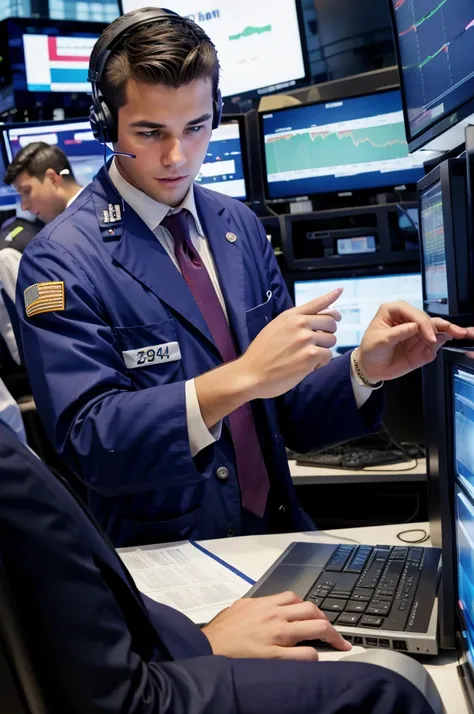 Stock market photo young men computer 