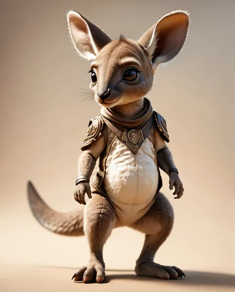 Kangaroo Baby Warrior　high detail　Full Body Shot　Looking this way　