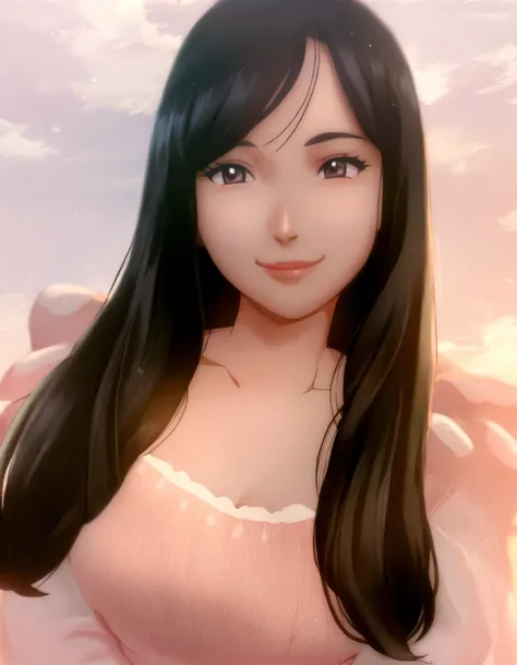 girl, Black Hair,  Perfect Face, Smile, Anime Style,  Manga style,