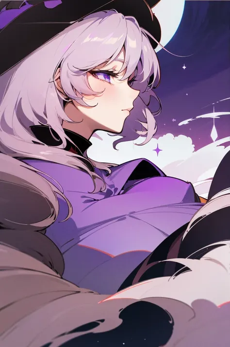 Yukari Yakumo ((Touhou)) on the background of the moon at night. He looks at the viewer. a slightly side view. , high detail. the face and eyes are super detailed. His eyes are shining. ((1.5 sly look)). a beautiful turn of the neck. the outline of the fig...