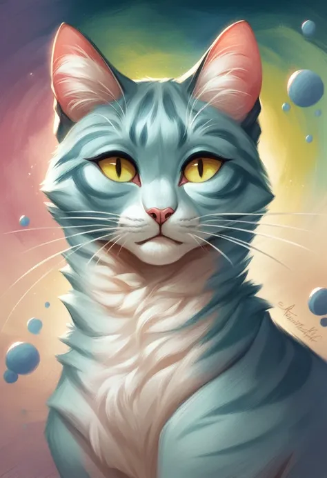 painting of a Cat with a colorful face and long whiskers, Beautiful Art UHD 4K, Just a joke, Detailed painting 4k, Cat. Digital Painting, highly detailed Digital Painting, Digital Painting highly detailed, Highly detailed digital art in 4K, Beautiful digit...