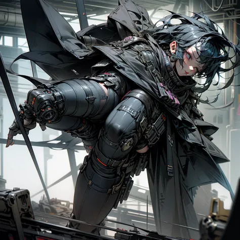 1 girl, 1 solo girl, punk clothes, gothic, cyberpunk weapons, destroyed city, beautiful hair punk, beautiful and detailed eyes, ...