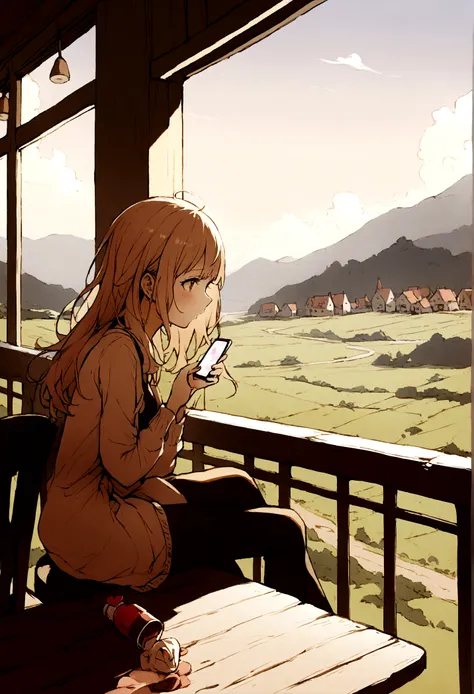 1 Female, High ,smartphone,Broken Heart,Landscape,Cafe,