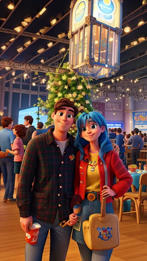 A Disney Pixar style couple at the June party, high qualiy, best qualityer