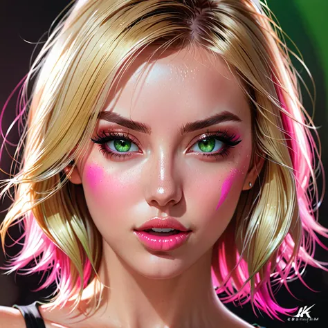 Oral rape of the woman blonde hair green eyes and pink batm and a black top, realistic art style, RossDraws portrait, Artgerm portrait, Anime realistic artstyle, 4K realistic digital art, 4K realistic digital art, 8K Artgerm Bokeh, DeviantArt Artstation CG...