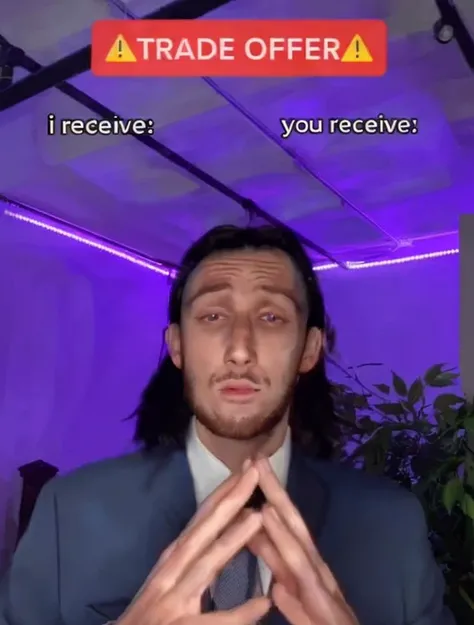 there is a woman in a suit and tie making a face, blacklight reacting, twitch streamer, very very low quality picture, his palms are sweaty, looking into camera, plump lips