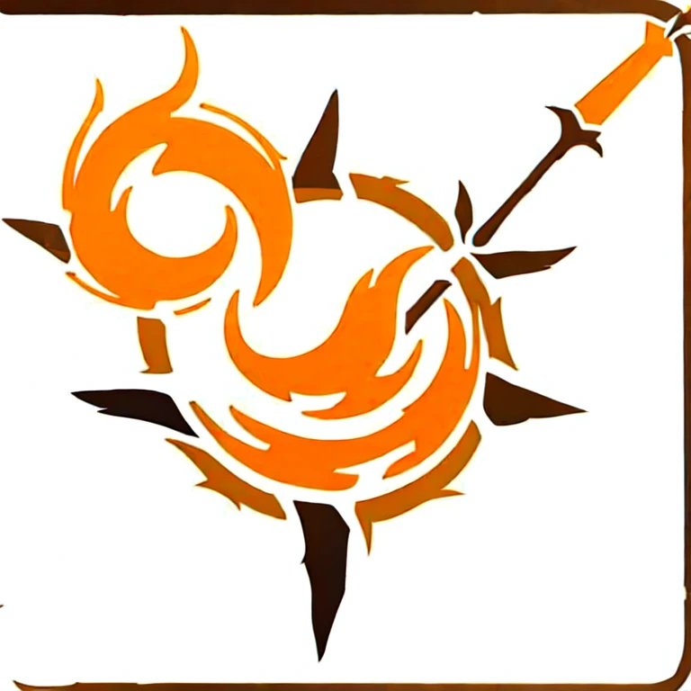 a logo using a detailed flame design, very simple for a fire faction in an RPG world, fire emblem, just orange color, mighty, bold, concentrated, Symmetrical, chic, high qualiy, com fundo branco, 8K