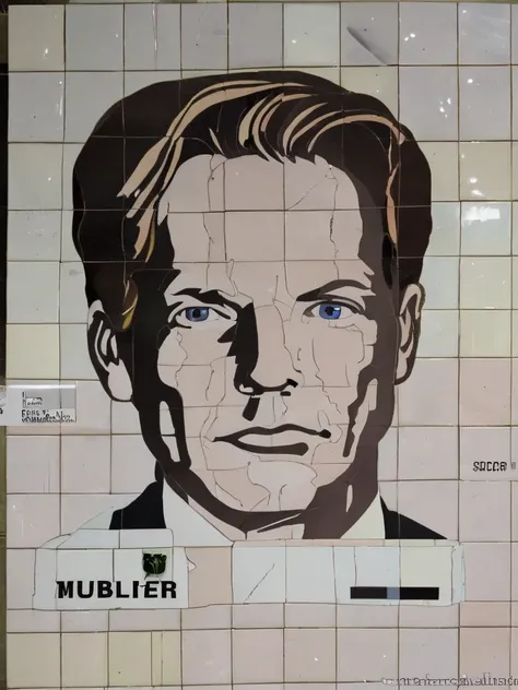 socrealmosaic ceramic tile agent mulder from the x-files, very sharp, high quality