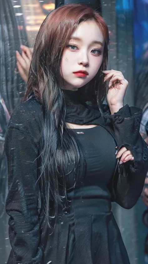 Gahyeon as a blonde. She is a vampire.