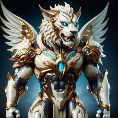 hyper detailed masterpiece, dynamic, incredible quality,ivory semi-ghost, mythical creature, lion body, poisonous stinger tail e...