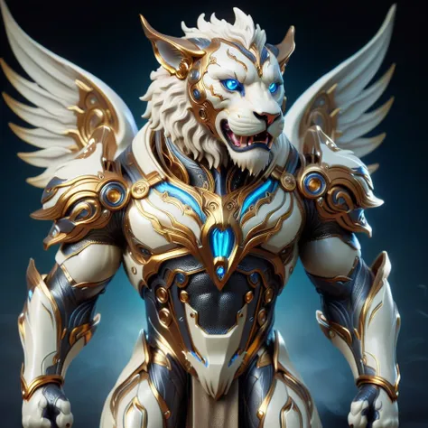 hyper detailed masterpiece, dynamic, incredible quality,ivory semi-ghost, mythical creature, lion body, poisonous stinger tail e...