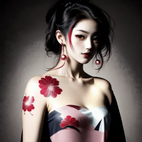 japanese cherry tree abstract punk woman shoulder tattoo