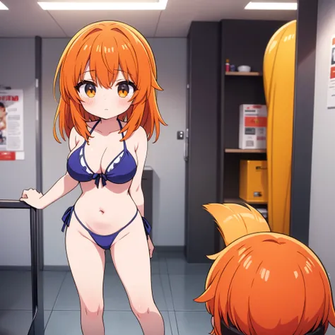 the waifu girl, funny, , medium breasts, sexy bikini, orange hair