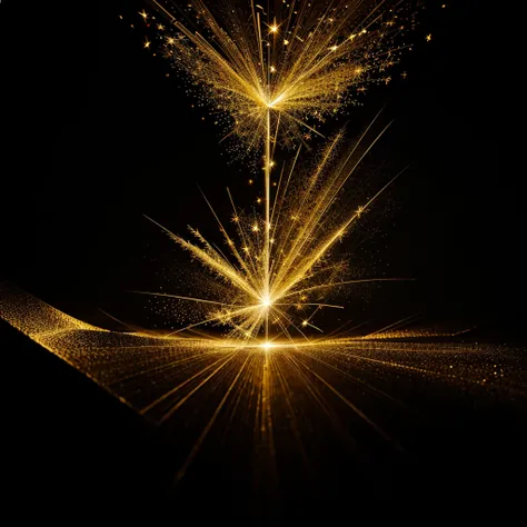 golden sparks on a black background, magic, good quality