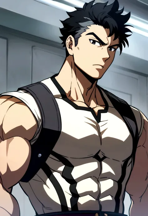 1 boy , Greg hair , upper body , black eyes, muscle , anime boys , my hero academy, tetsu tetsu tetsu tetsu