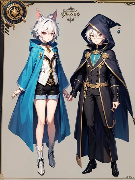 femboy, wizard coat, short pants, wizard, full body, concept art