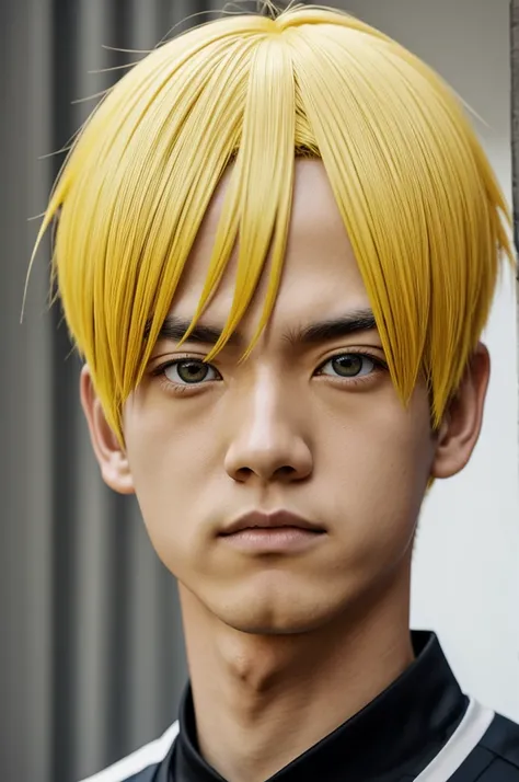 Kei Tsukishima haikyuu character yellow-haired man wears tall white lenses 1.90
