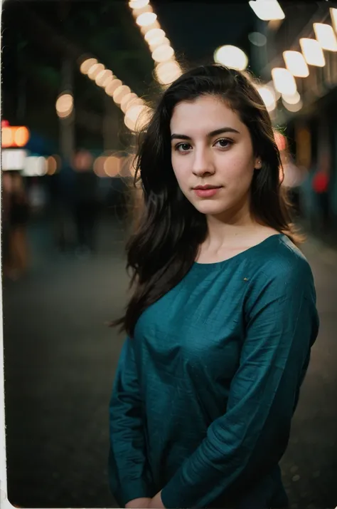 polaroid photo, night photo, photo of 24 y.o beautiful woman, Punjabi pale skin, bokeh, motion blur