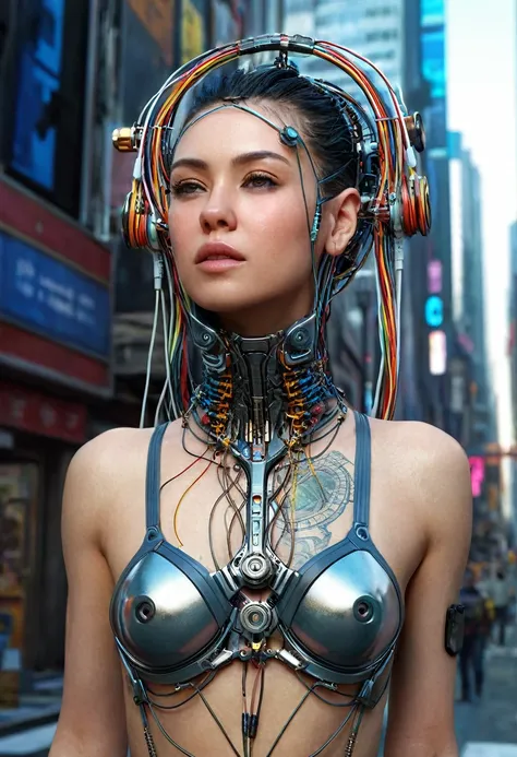 ((extremely delicate and beautiful cybernetic girl)), ((mechanical limblood vessels connected to tubeechanical vertebrae), ((mec...