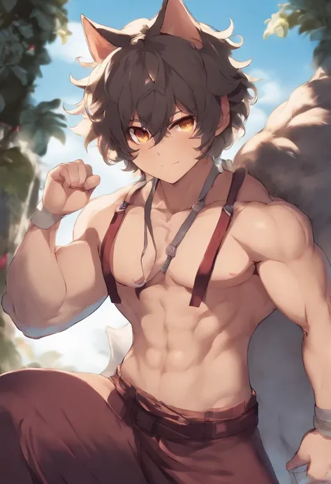 super strong neko boy and strong body col
