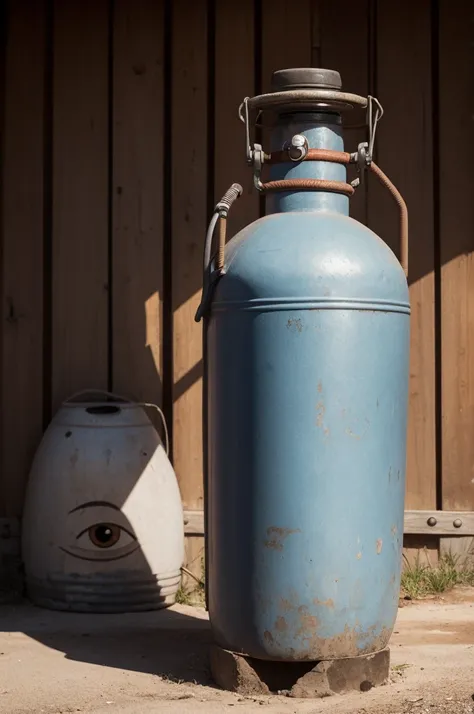 Gas cylinder with eye and mouth