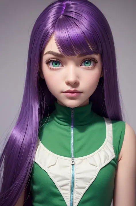 Fun Pixar Movie Doll with Straight Hair and Green Eyes Purple Skin Color