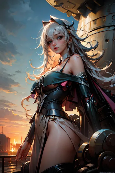 Masterpiece, The best quality,
1Girl Dark Wizard Gils, only, long hair, blond hair, photorealistic, 
(Beautiful finely detailed eyes: 1.2),open clothing, bright Eyes, shiny hair, Glossy skin, Metal construction, wires and cables, (bright Eyes), (mechanical...