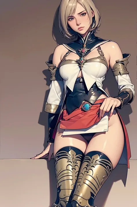 nsfw,(Golden Ratio,Tabletop, Highest quality, Highest quality, beautifully、beautiful:1.2), Very detailed, colorful,Best details, (Adult,19 years old,One Girl, alone, Final Fantasy 12,Asheria, short hair, short hair,Asheria Costume, Huge , high leg panties,...