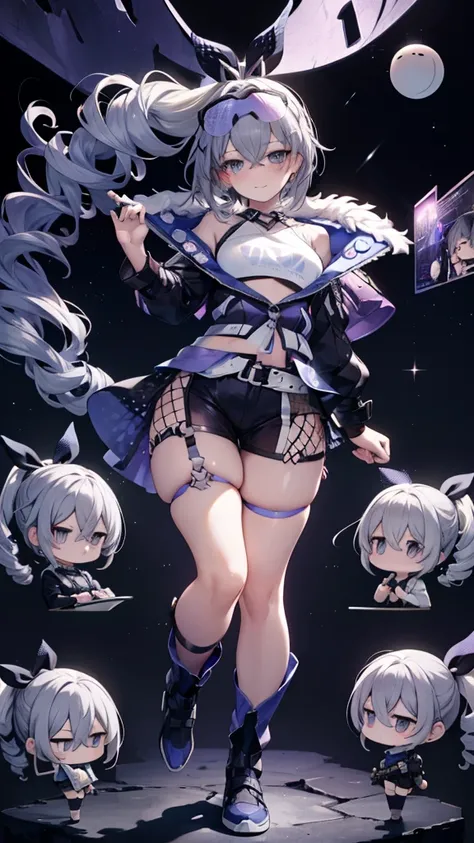 (full body),silverwolf、blush,smile、Combat Uniform、Please show me your armpits、Shoulder Bare、The clavicle is visible、Sexy thighs,Knee-high boots、Usual hairstyle、Highest quality, High resolution, unity 8k wallpaper, (shape:0.8), (Beautiful and beautiful eyes...