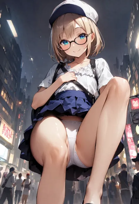 spread leg legs、sit、Looking away、Chat with friends、In town、bustling street、Glasses、cap、Panties、Shoulder bag、mini skirt、Private Server、Girl、Girl、Short、Younger、Baby Face、flat chest、Dynamic Angle、Useless、smile、Both eyes open、Voyeur style
